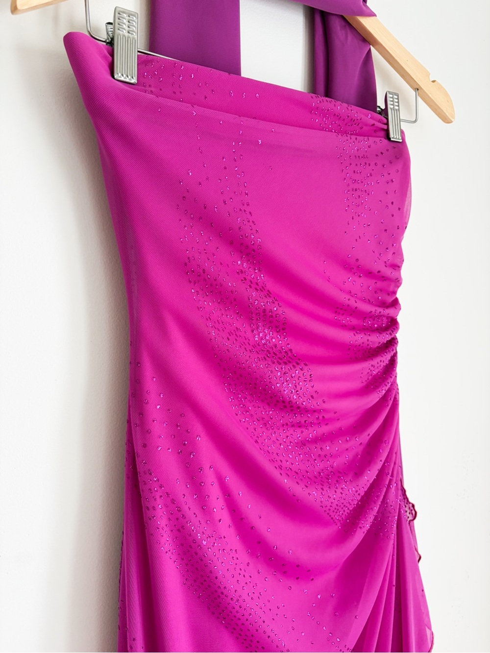 Vintage Mariposa Strapless Fuchsia Evening Gown with Scarf, Size Small - Picture 5 of 9